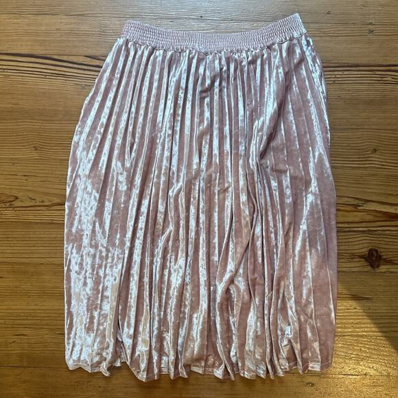 A New Day blush pink velvet romantic pleated midi skirt SIZE M - Picture 5 of 5